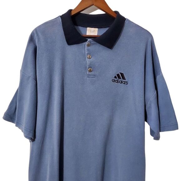 VTG Adidas Expo Sports Wear Polo Shirt Size XL Blue Logo 3 Button Rare USA Mens - Picture 4 of 12